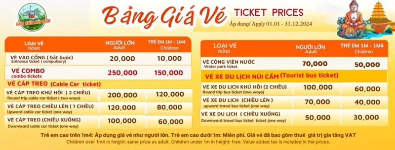 Giá vé cáp treo Núi Cấm 2024 – Bảng giá Cập nhật Mới nhất