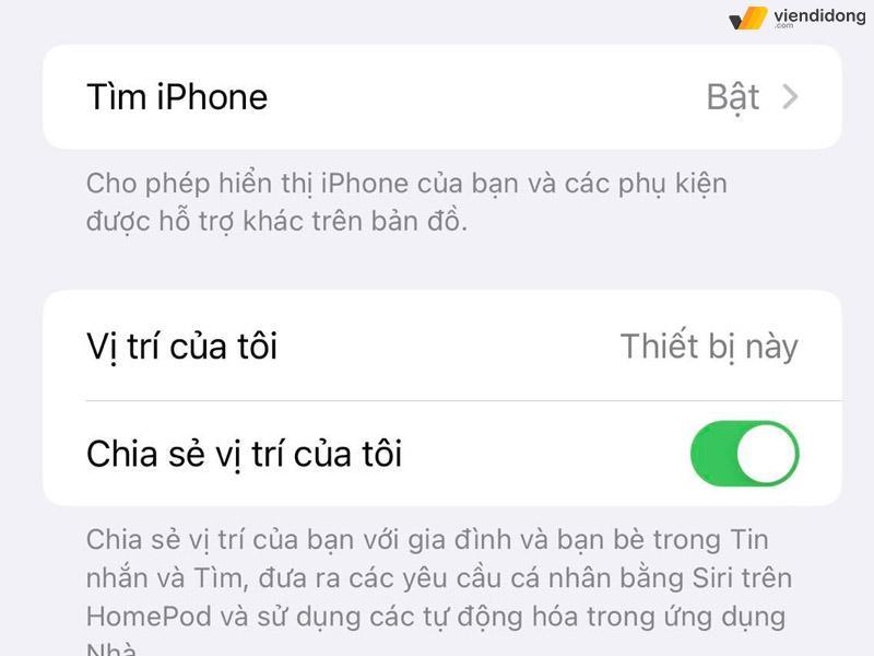 iPhone bị theo dõi find my