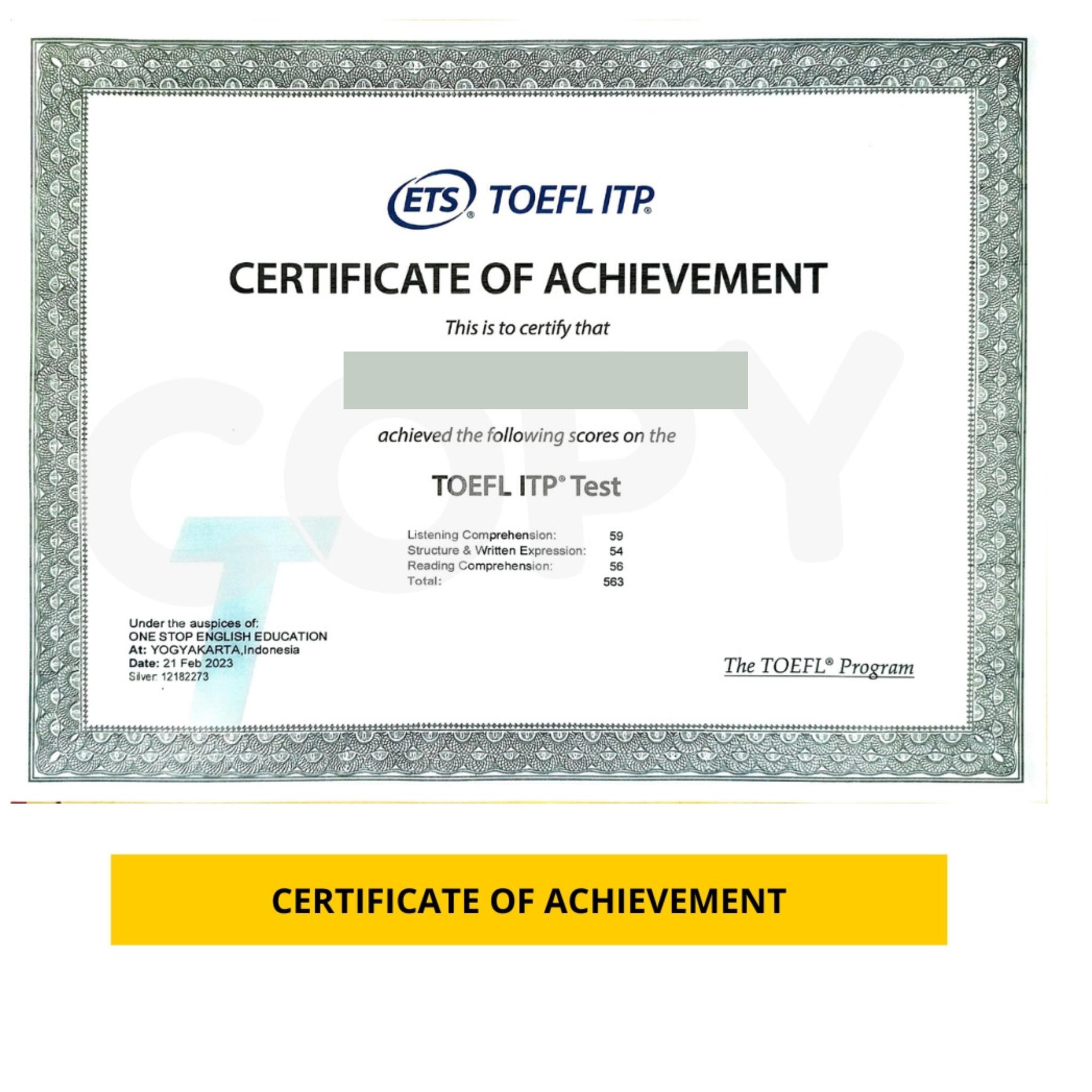 Toefl ITP Score Report