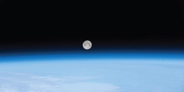 (April 30, 2018) - The full moon was pictured April 30, 2018 as the International Space Station orbited off the coast of Newfoundland, Canada.