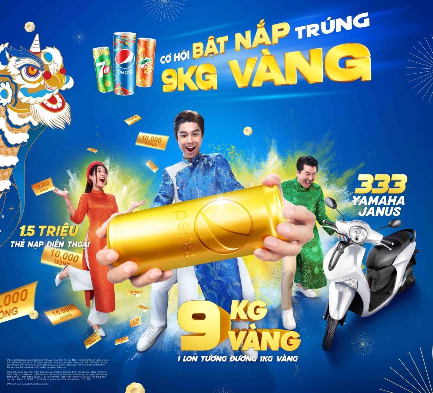 Cơ hội trúng 9kg vàng khi bật nắp Pepsi, 7UP và Mirinda - 1