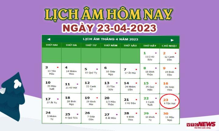 Lịch âm 23/4 - Âm lịch hôm nay 23/4 chính xác nhất - lịch vạn niên 23/4/2023 - 1