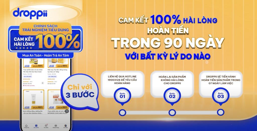 Droppii Mall với chính sách hoàn tiền trong 90 ngày với mọi lý do